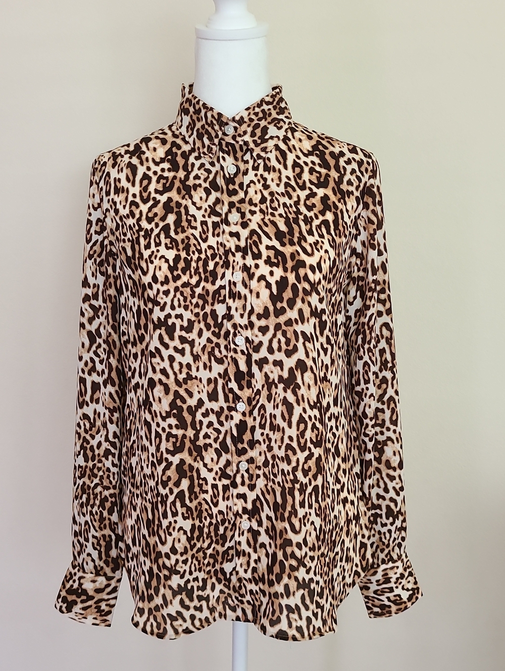 Vintage Style Banana Republic Dillon Leopard Print Button Down Blouse XS